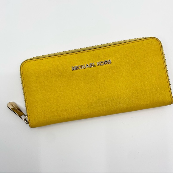 Michael Kors Handbags - Michael Kors Wallet Yellow Leather Zip Around Long